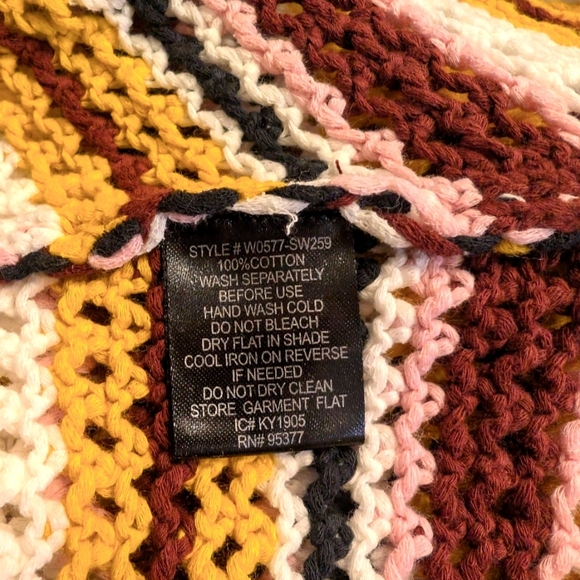 Sanctuary Striped Burgundy Pink White Gold Black Crochet Cotton Tank Top Size XS - Picture 6 of 7